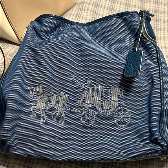 Coach Handbags - Coach Blue Denim purse with Carriage Design Coach Edie